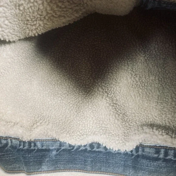 Levi's Denim Jacket Mens XL Blue Acid Wash Trucker Sherpa Fleece Lined 70520 - Picture 7 of 12